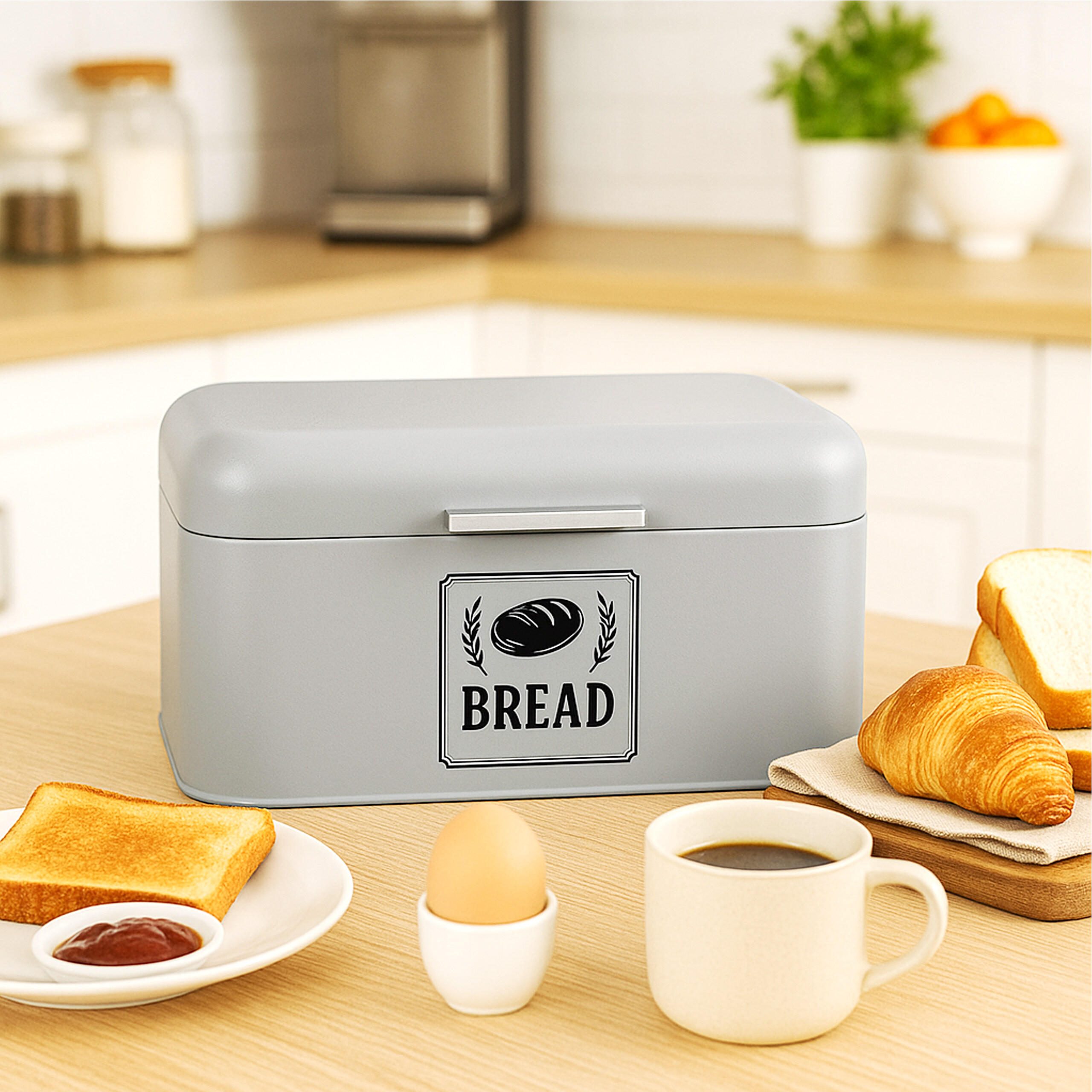 BROTKASTEN - Grau, Metall (42/17/24cm) - Relaxdays