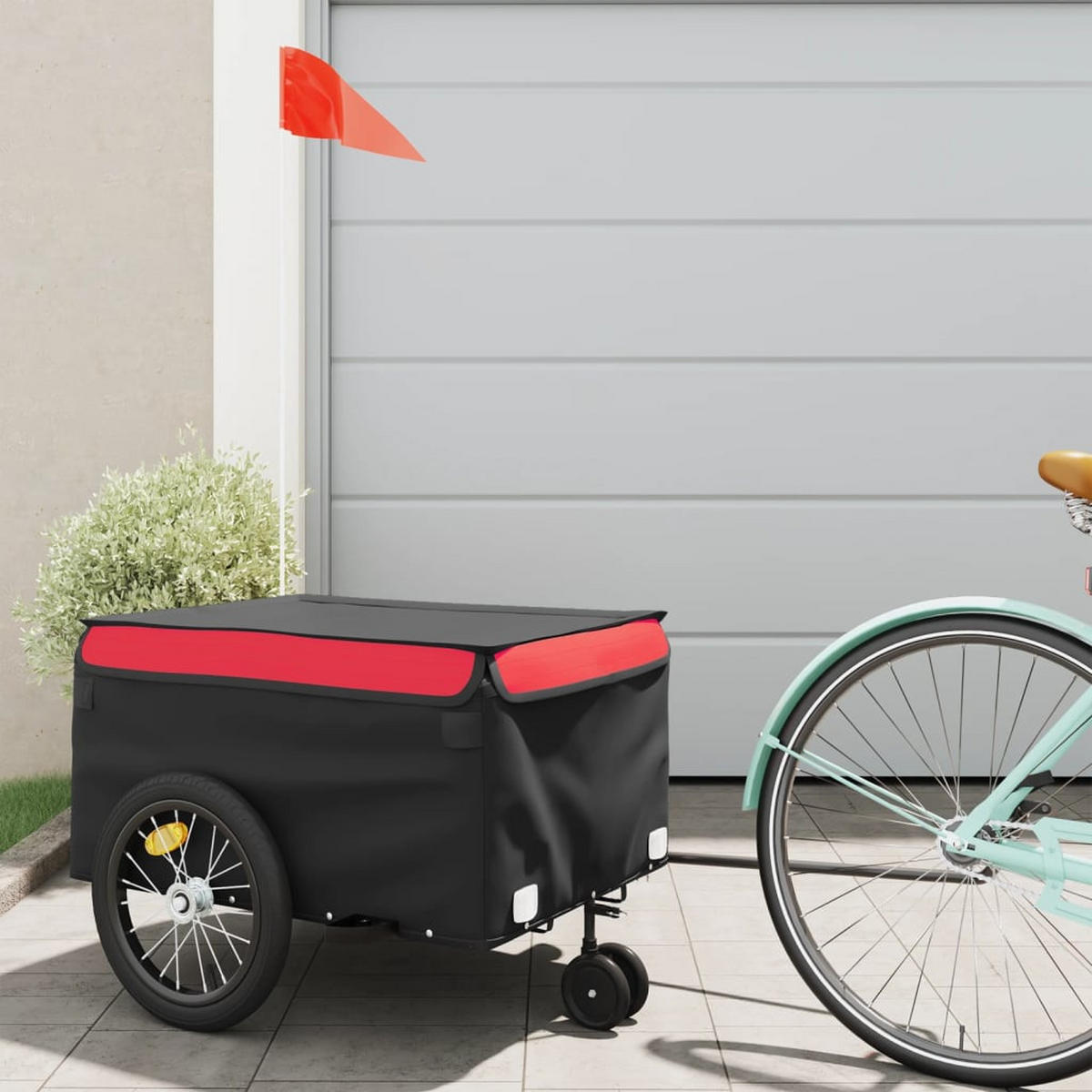 FAHRRADANHÄNGER Schwarz Und Rot 45 Kg Eisen - Rot, Metall (62.5/59/124cm) - vidaXL