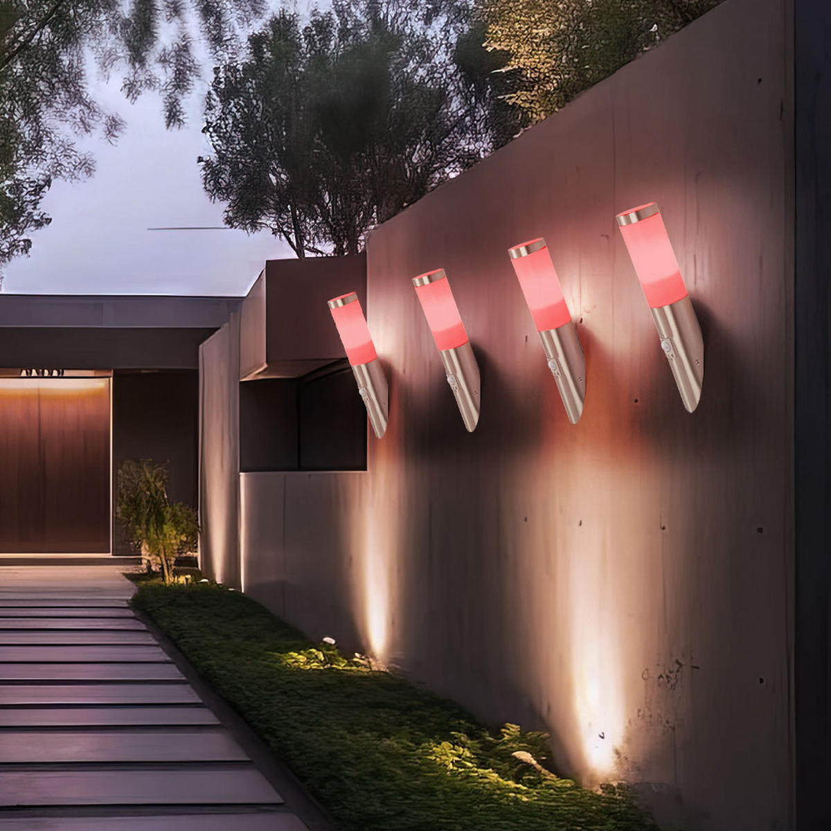 RGB LED AUSSEN-WANDLEUCHTE Silber - Silberfarben, Metall (7.6/41/7.6cm) - Globo Lighting