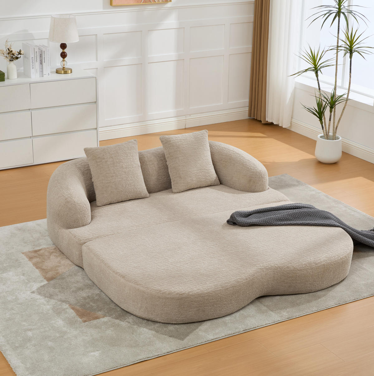 SOFA mit Schlaffunktion 157 x 84 x 65 cm Chenille Khaki - Braun, Kunststoff (84/65/157cm) - Meubliv