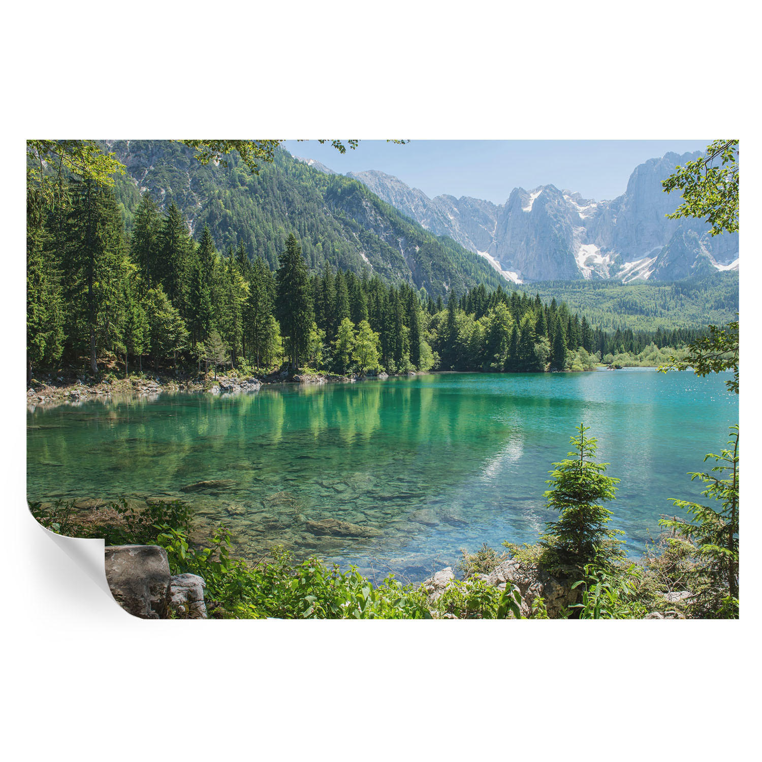 FOTOTAPETE 104x70 cm - Grüner See - Grün, Textil (104/70cm) - Wallfluent