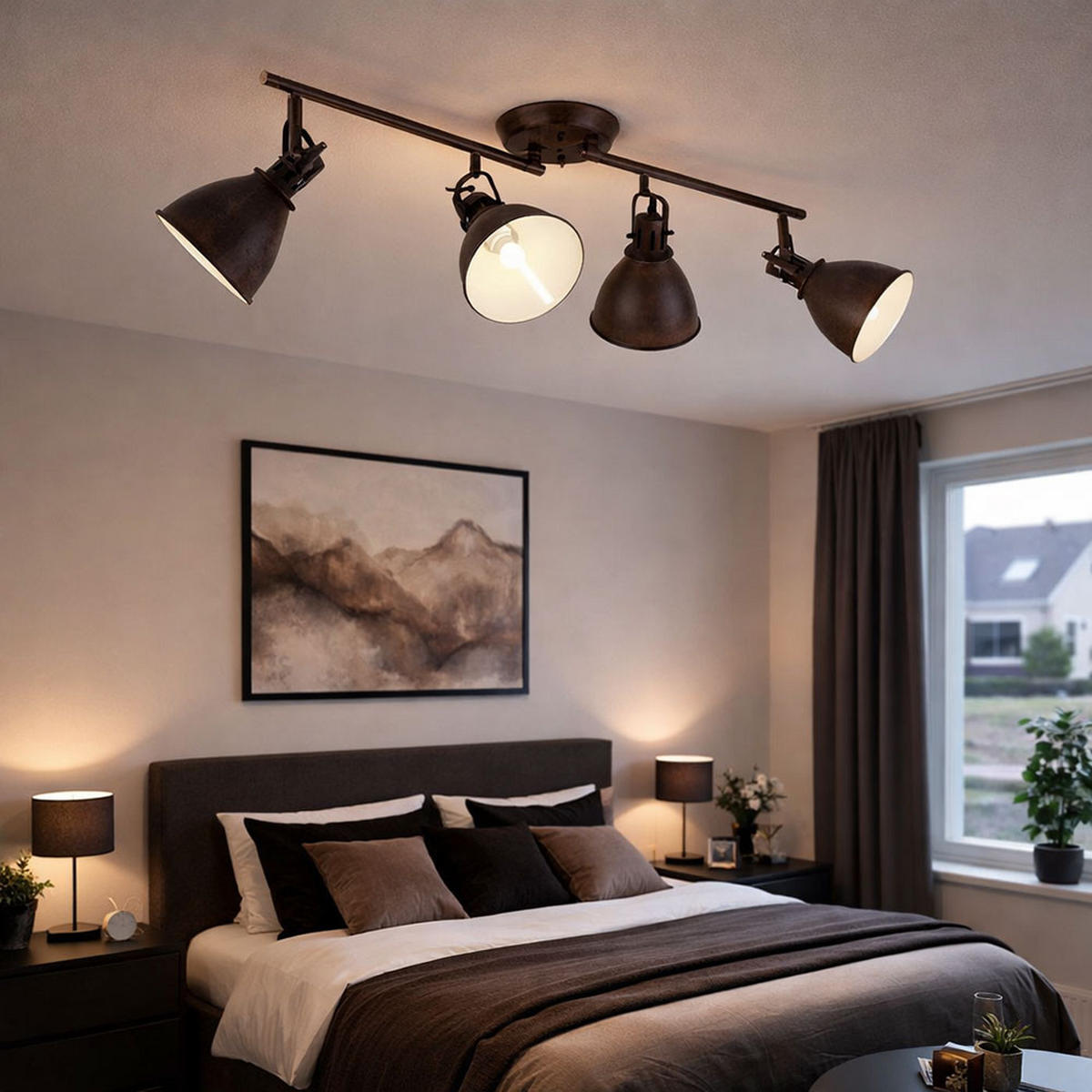 LED DECKENLEUCHTE Metall Rostoptik Braun - Braun, Metall (80/15/20cm) - Globo Lighting