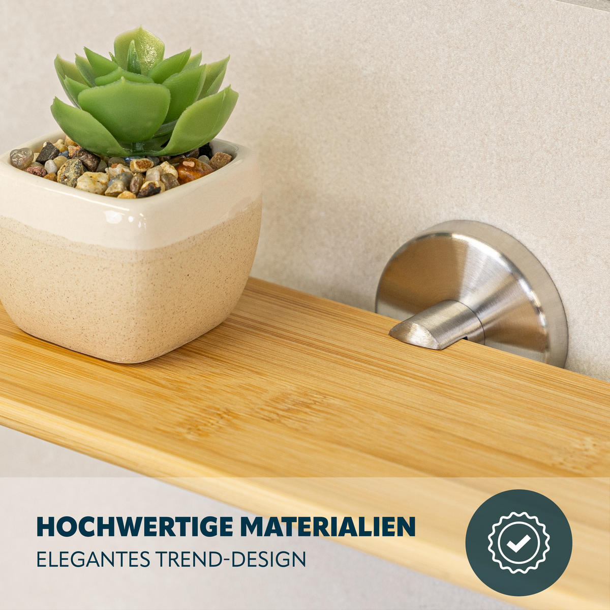 WANDABLAGE PIAZZA, Edelstahl und Bambus - Braun, Holz (35/6/25cm) - bremermann