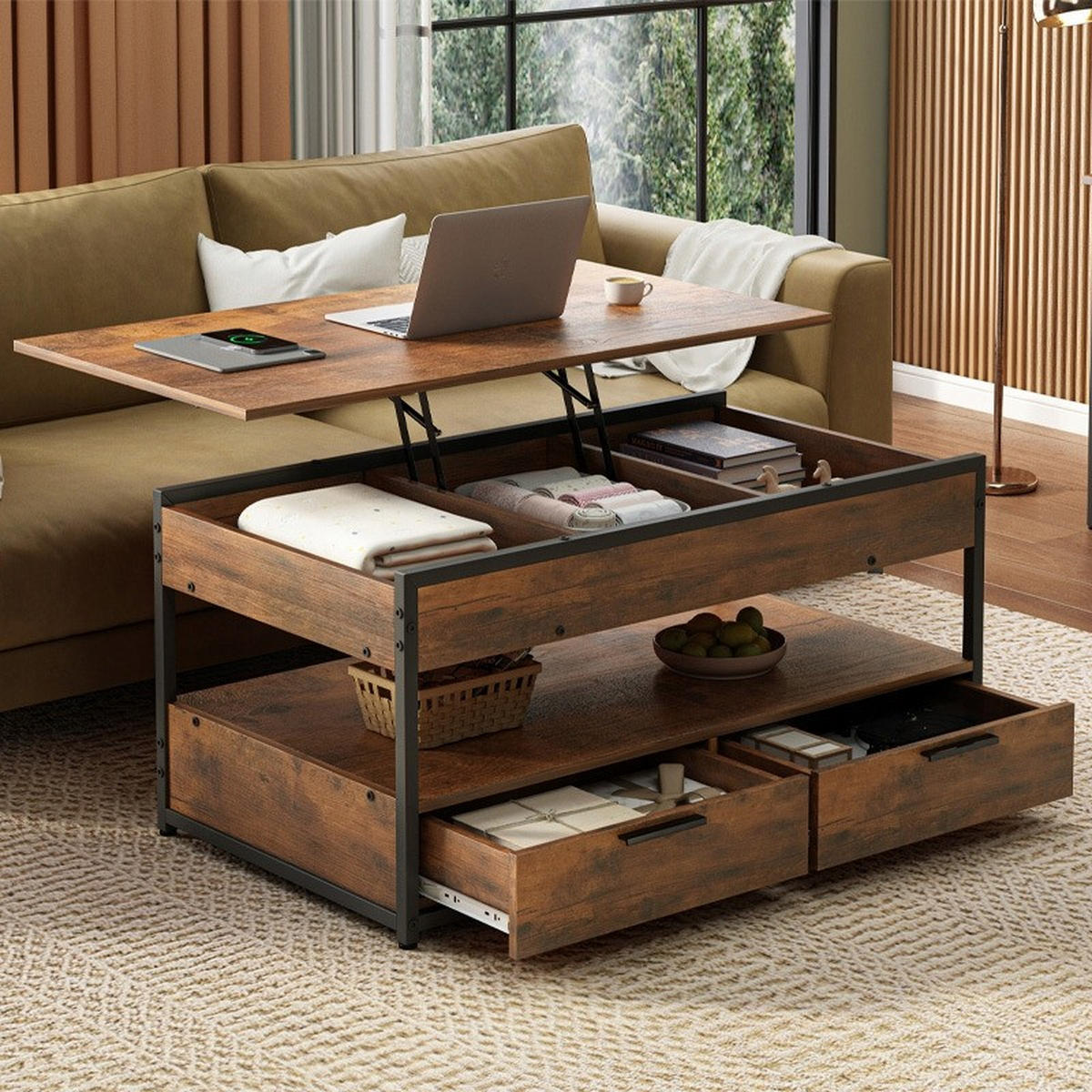 COUCHTISCH, braun 100/50/48 cm - Braun, Holzwerkstoff (100/48/50cm)