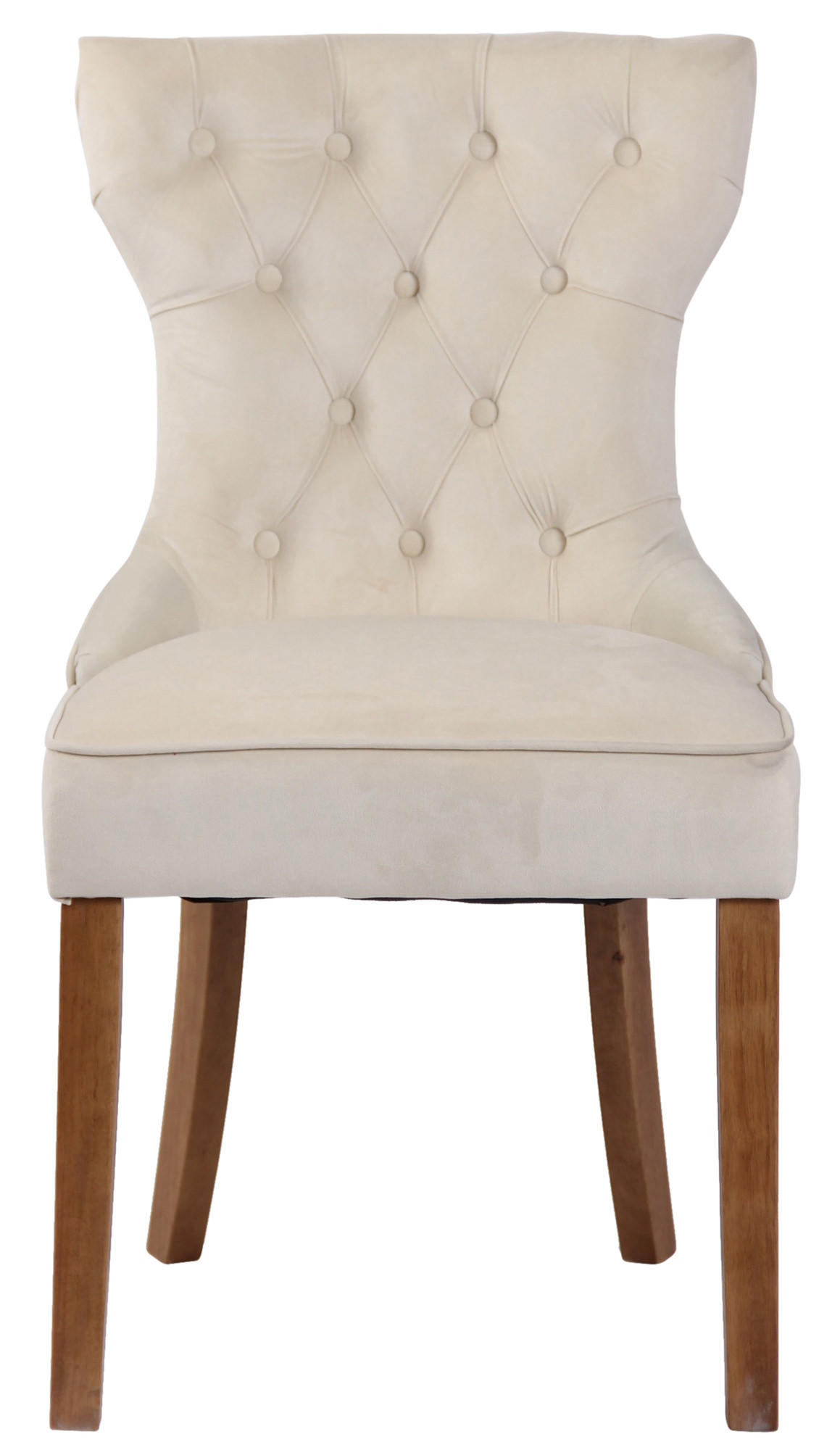 STUHL Samt creme - Creme/Naturfarben, Holz/Textil (51/90/59cm) - CLP