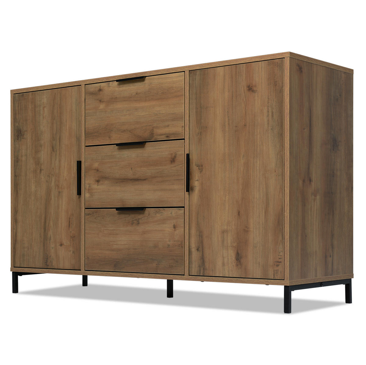 KOMMODE 120/40/76 cm aus Spanplatte mit höhenverstellbarem Fachboden Dunkle Eiche - Nussbaumfarben, Holzwerkstoff (120/76/40cm) - Modenvie