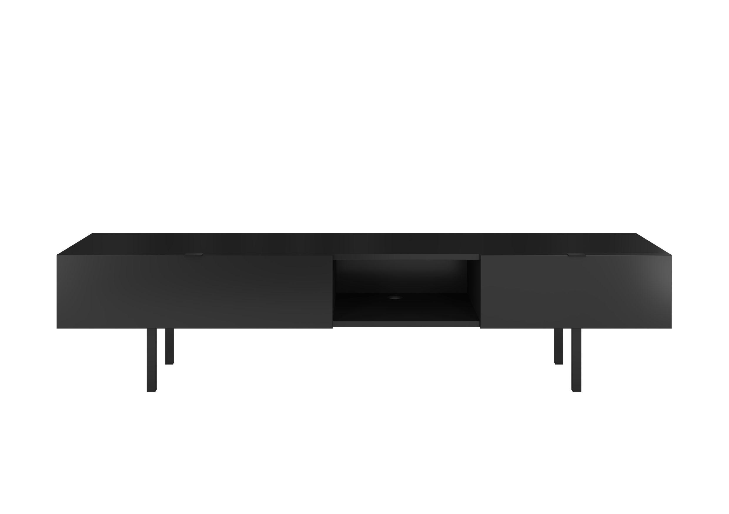 LOWBOARD Myway, Schwarz, 1 Schublade, Minimalistisch, 180 cm - Schwarz, Holzwerkstoff/Metall (180/41.6/41.6cm) - Skandica