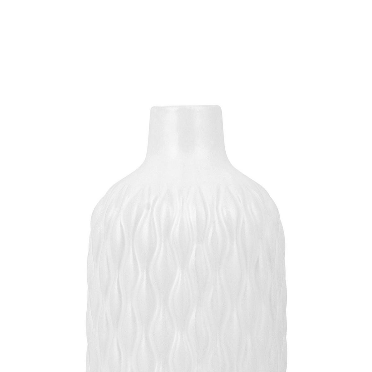DEKOVASE Steinzeug weiß Emar - Weiß, Stein (31cm) - Beliani