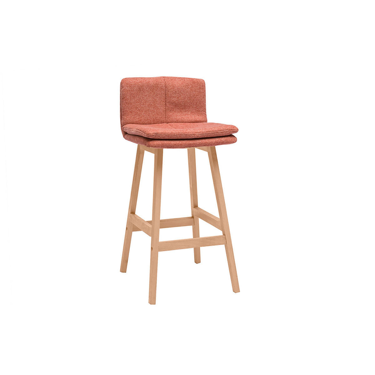 BARHOCKER Terrakotta Stoff Samteffekt Holz 2er-Set JOAN - Terracotta, Textil (46.2/88/39cm) - Miliboo