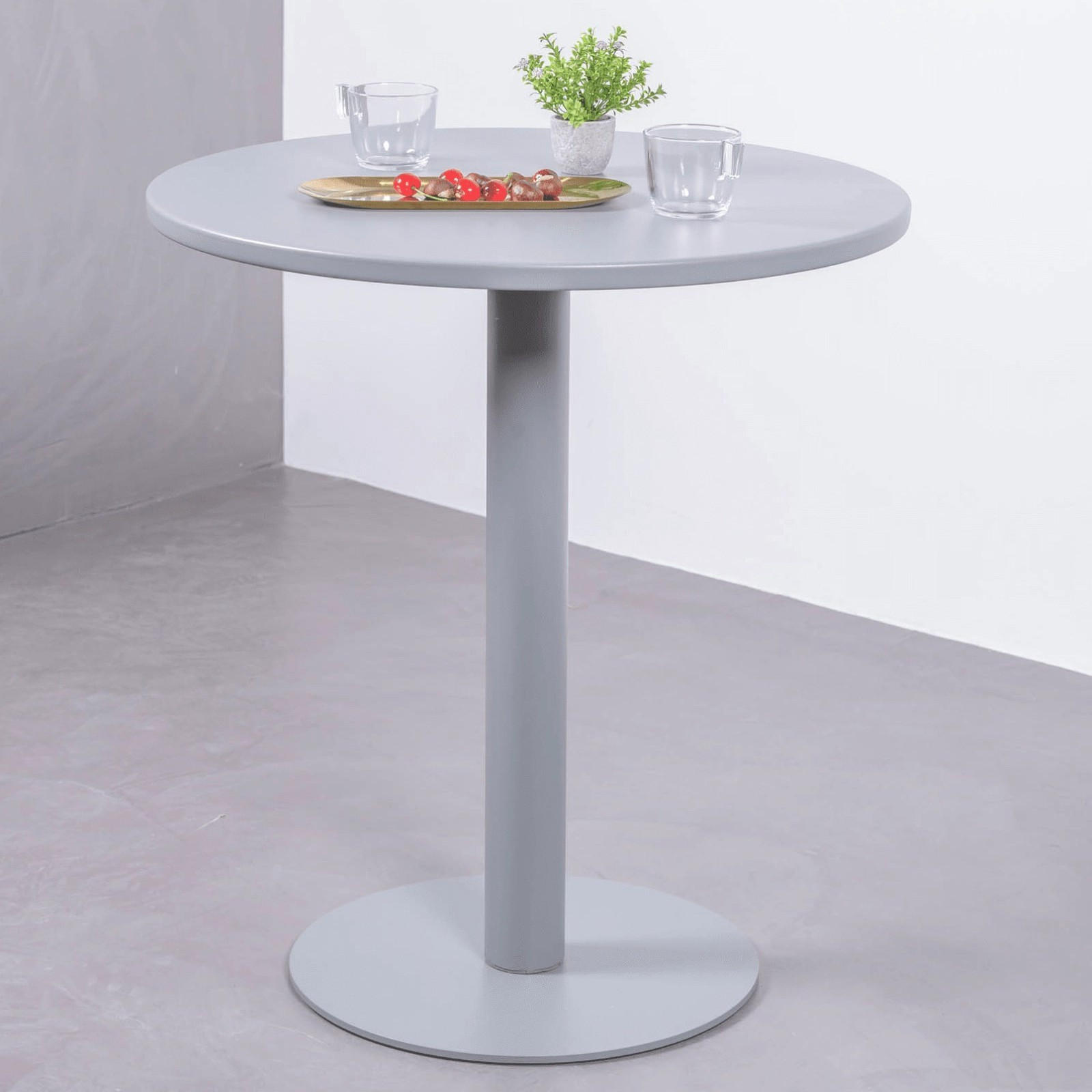 STEHTISCH Rund Grau 70/70/77 cm - Grau, Metall (70/70/77cm) - Nest Dream