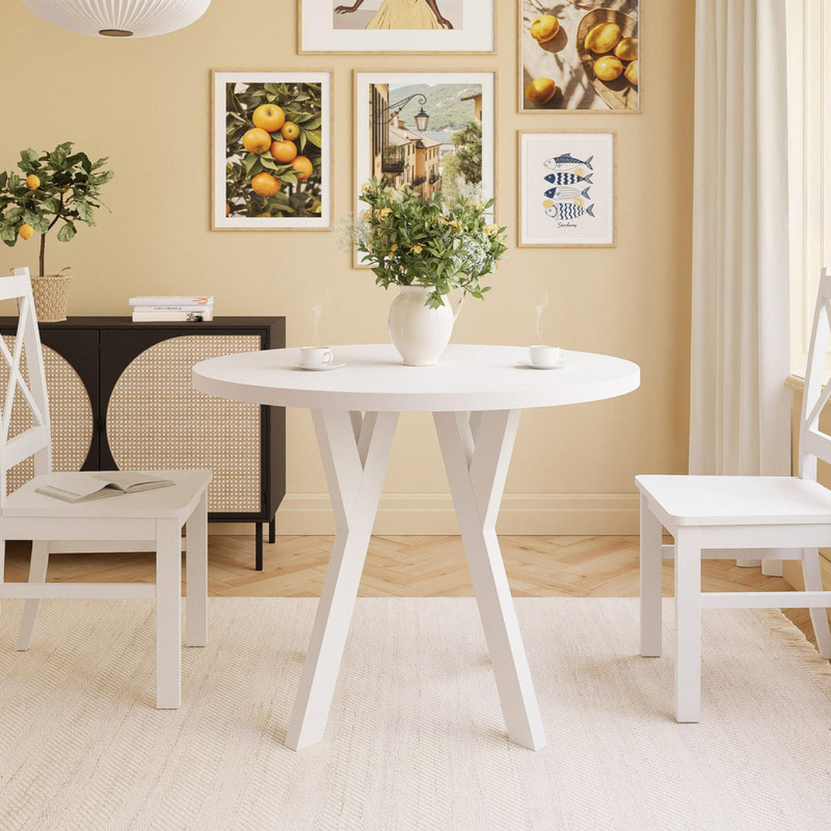 ESSTISCH YARA 100/76,5 cm Weiß - Weiß, Holzwerkstoff (100/100/76.5cm) - Idohome