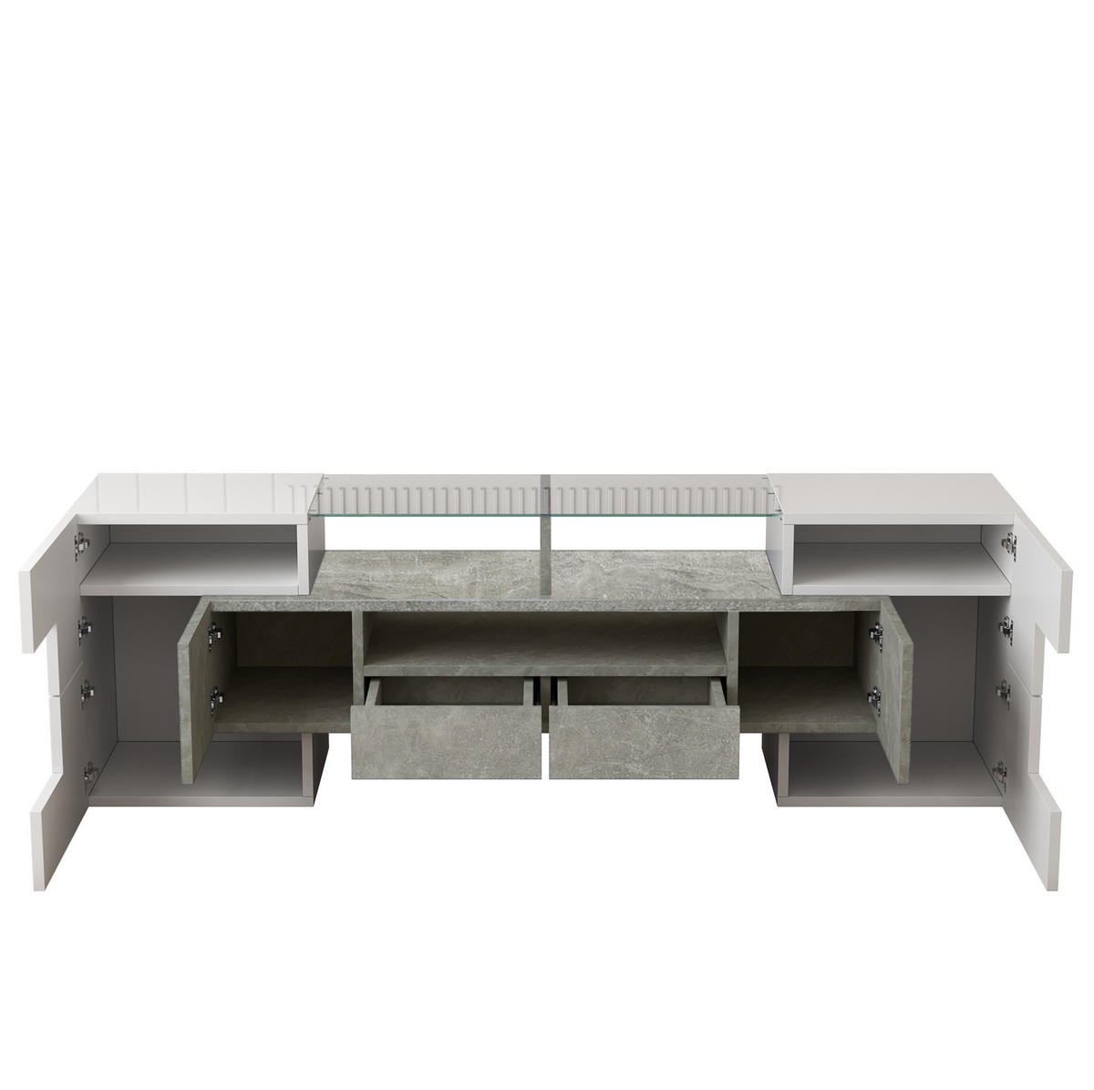 TV-LOWBOARD 145/30/51 cm mit LED-Beleuchtung und 2 Schubladen - Weiß, Holzwerkstoff (145/51/30cm) - BEAOK