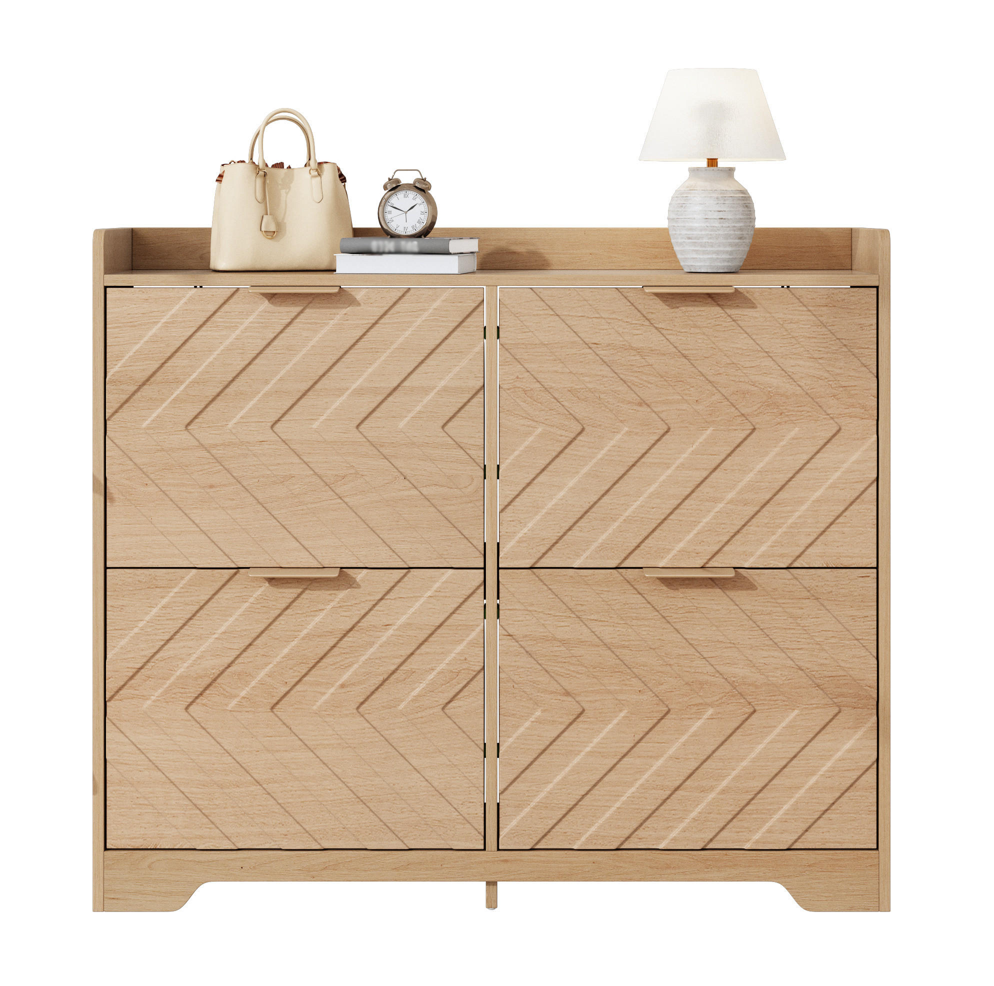 SCHUHSCHRANK mit 4 Klappfächern 105 x 24 x 90 cm MDF Natural - Braun, Holz (24/90/105cm) - Beauniv