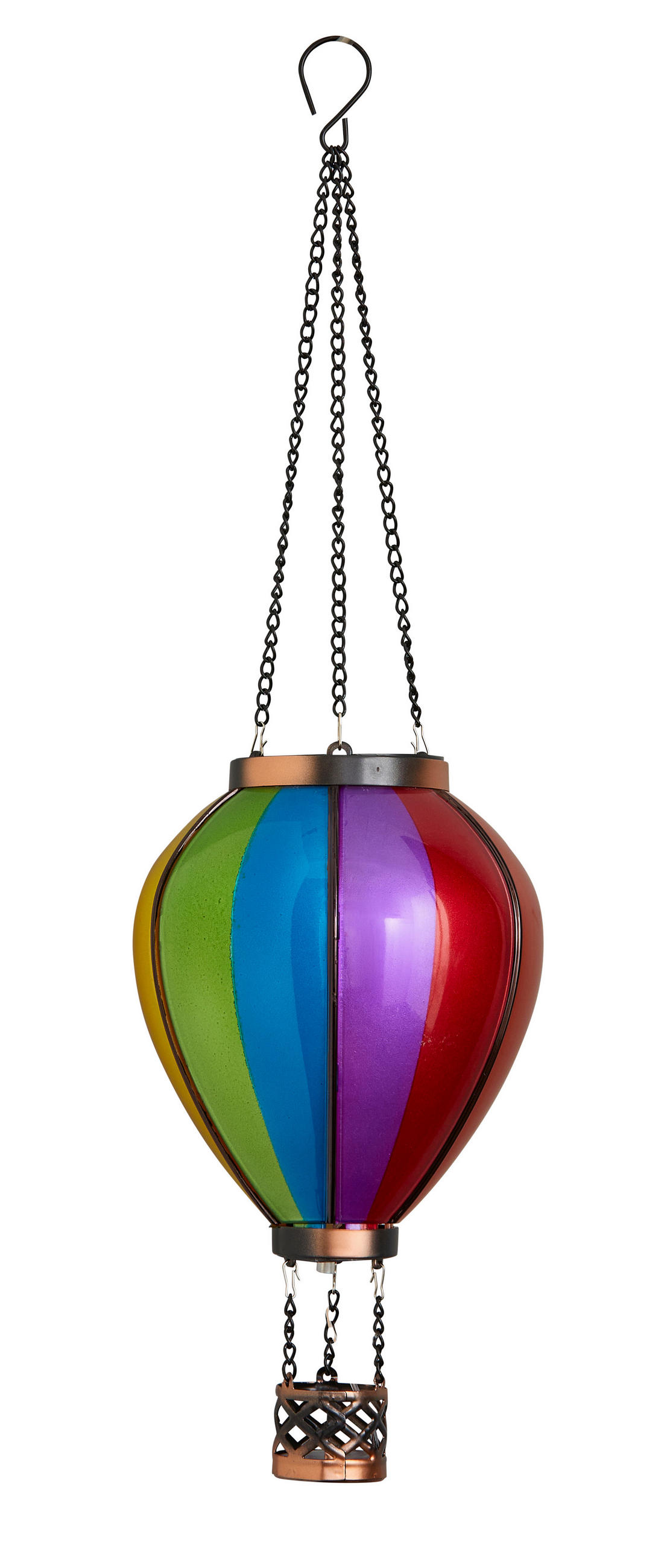 LED-SOLAR Laterne Heißluftballon Metall-Kunststoff Ø19x58cm Regenbogen XL - Multicolor, Kunststoff (19/19/58cm) - Northpoint