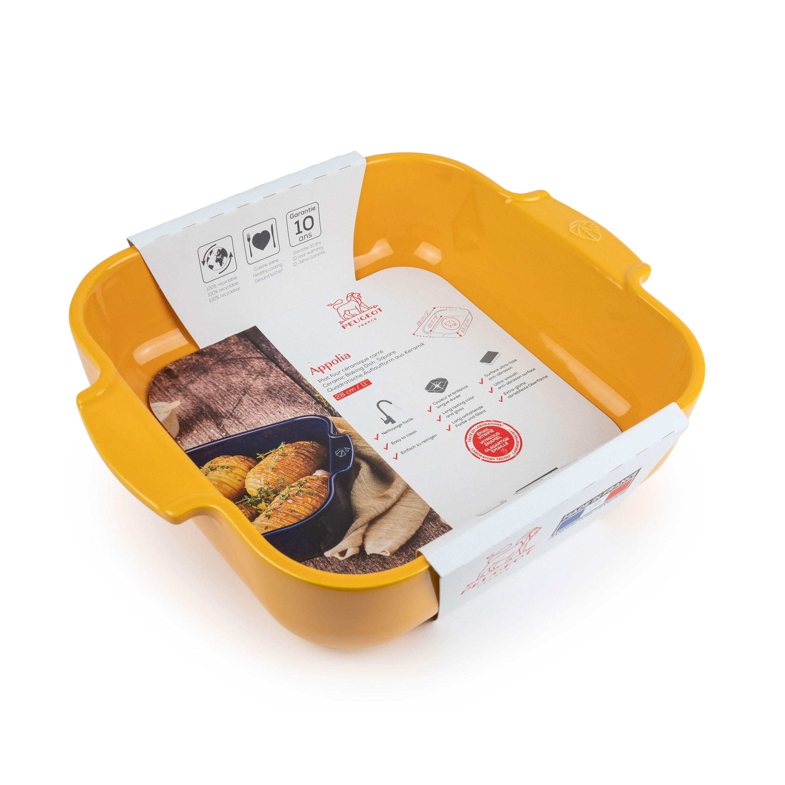 AUFLAUFFORM Keramik Appolia 28cm Quadratisch Safrangelb Spülmaschinenfest - Gelb, Keramik (23.7/28/7.1cm) - PEUGEOT