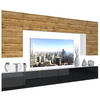 WOHNZIMMERWAND Schrankwand mit LED Wotan Eiche Top / Schwarz - Eiche Wotan/Schwarz, Holz (300/180/36cm) - B BELINI GROUP