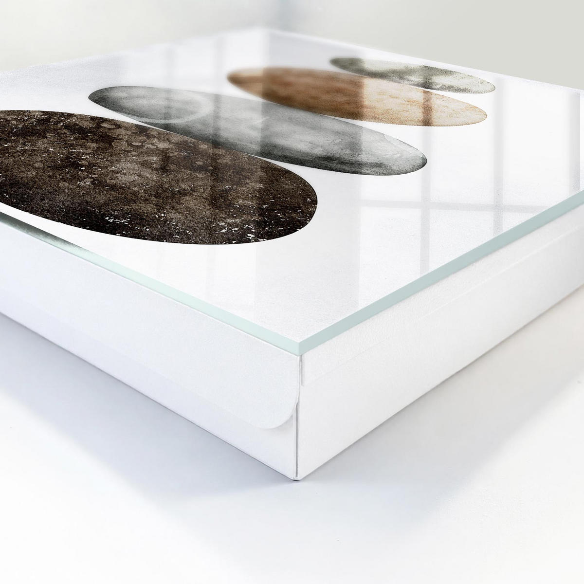SCHLÜSSELBOX Weiß 30x30 cm – Türöffnung nach rechts - Steine - Braun, Metall (30/30/5cm) - TULUP