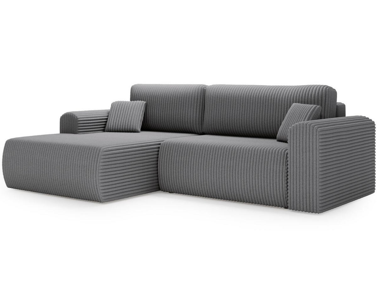 ECKSOFA Belvio Dunkelgrau Links - Dunkelgrau/Schwarz, Holz/Textil (257/177cm) - Graingold
