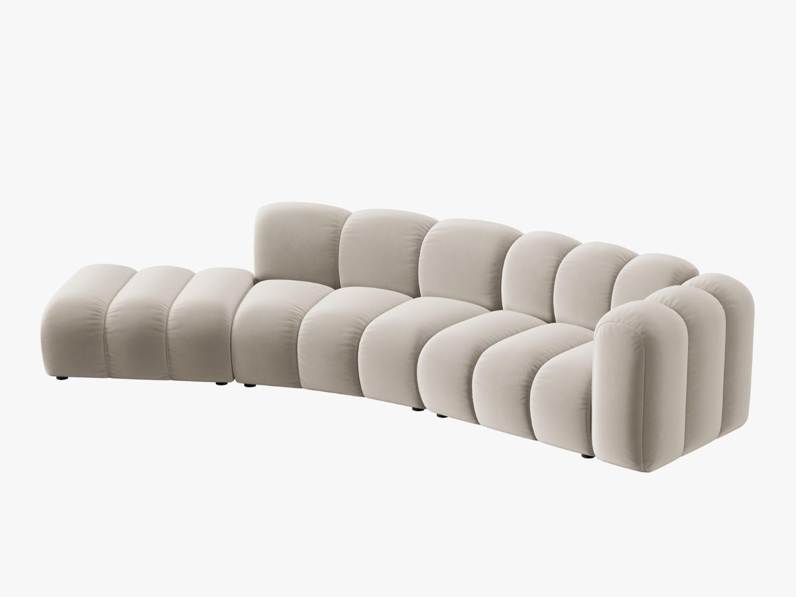SOFA modular links Lupine aus Samt beige 5 Sitzplätze - Beige, Textil (166/70/335cm) - Micadoni