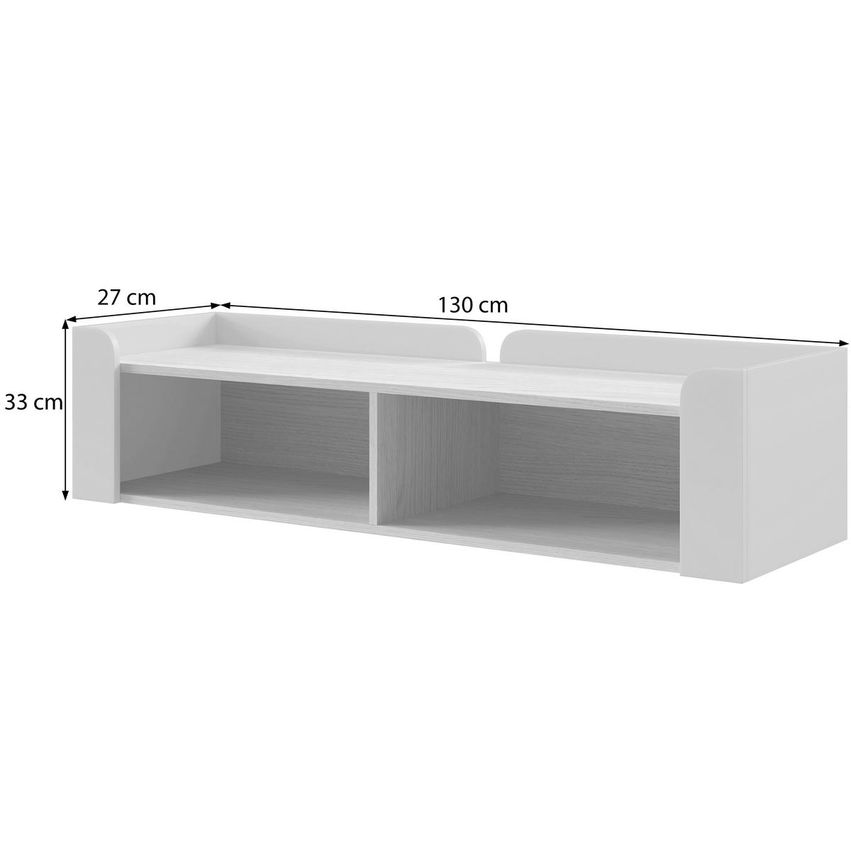 WANDREGAL Sorella mit 2 offenen Regalböden, 130 cm, Porcini + Eiche Mavelie - Eichefarben/Cappuccino, Holzwerkstoff (130/33/27cm) - Beautysofa