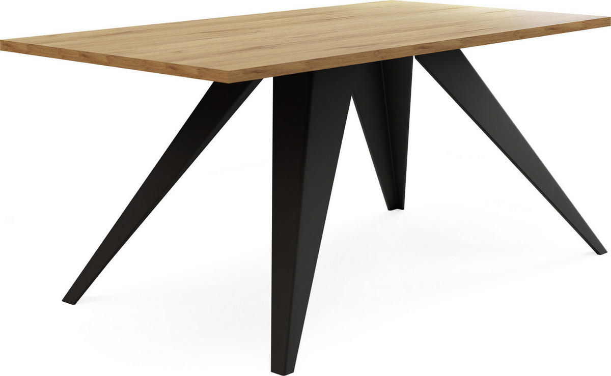 COUCHTISCH Vance rechteckig, Lancelot Eiche 120/60/48 cm - Eichefarben/Schwarz, Holzwerkstoff/Metall (60/120/48cm) - WFL GROUP