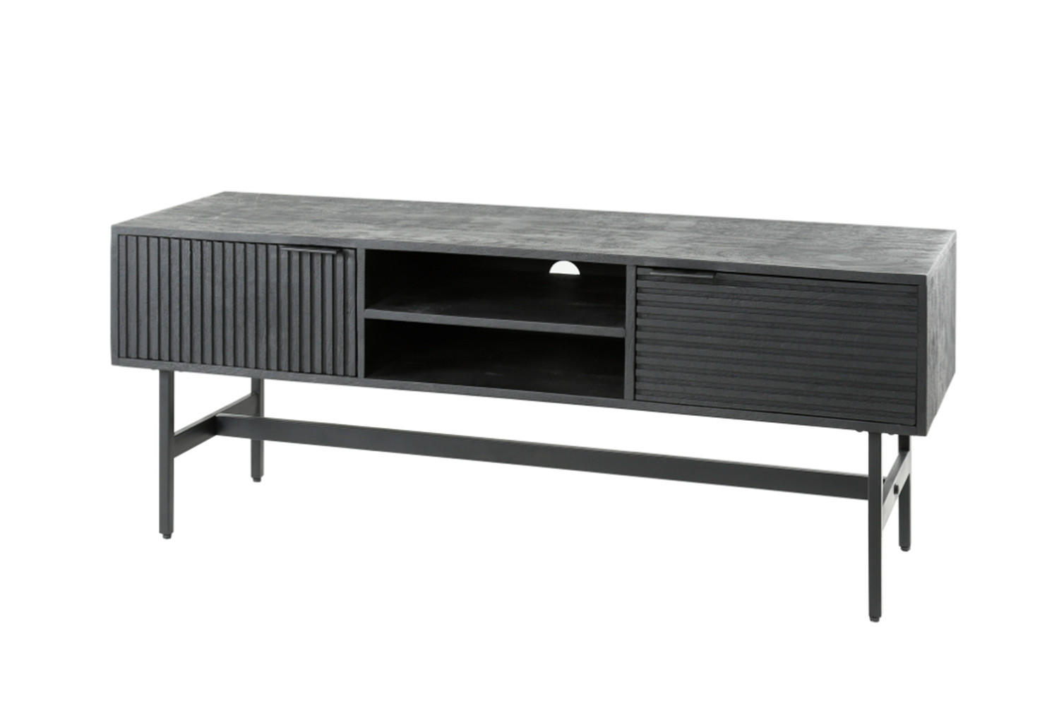 LOWBOARD ELVAS Schwarz Holz - Schwarz, Holz/Metall (140/56/40cm) - KAWOLA