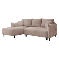 ECKSOFA Sycylia, Seite: Links - Beige/Schwarz, Holz/Textil (244/165cm) - MIRJAN24