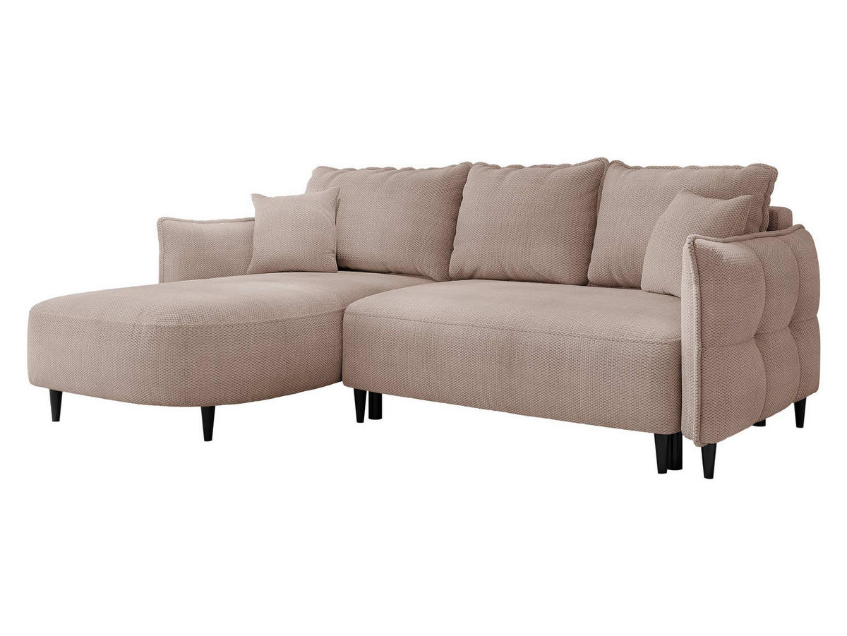ECKSOFA Sycylia, Seite: Links - Beige/Schwarz, Holz/Textil (244/165cm) - MIRJAN24