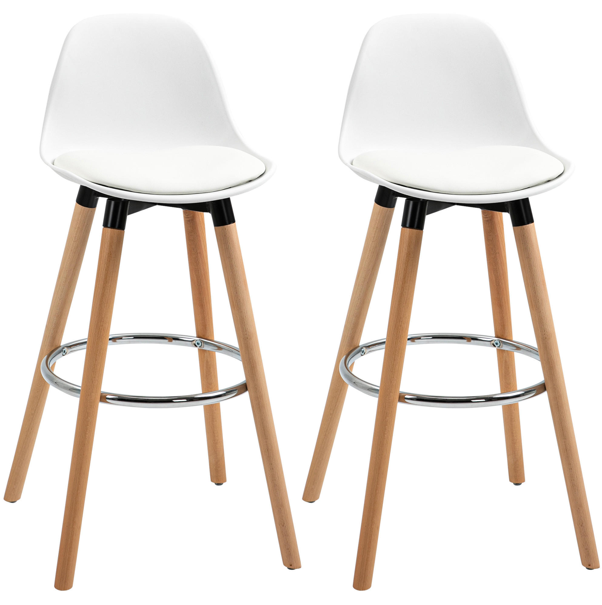 BARHOCKER 2er-Set mit Rückenlehne 38,5 x 42,5 x 91 cm White - Weiß, Metall (42.5/91/38.5cm) - Meubliv