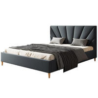 POLSTERBETT LUX Denver mit Kopfteil, 120 x 200 cm, Doppelbett mit Lattenrost aus Holz, Velourstoff Dunkelgrau, Füße in Farbe: Braun - Dunkelgrau, Holz/Textil (120/200cm) - Alpi-Möbel