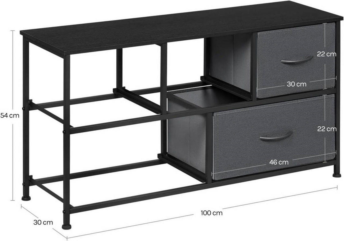 KOMMODENSCHRANK mit 5 Schubladen aus Holzwerkstoff ,Metallrahmen,Schwarz + Dunkelgrau - Dunkelgrau/Schwarz, Holzwerkstoff/Metall (100/54/30cm) - Woltu