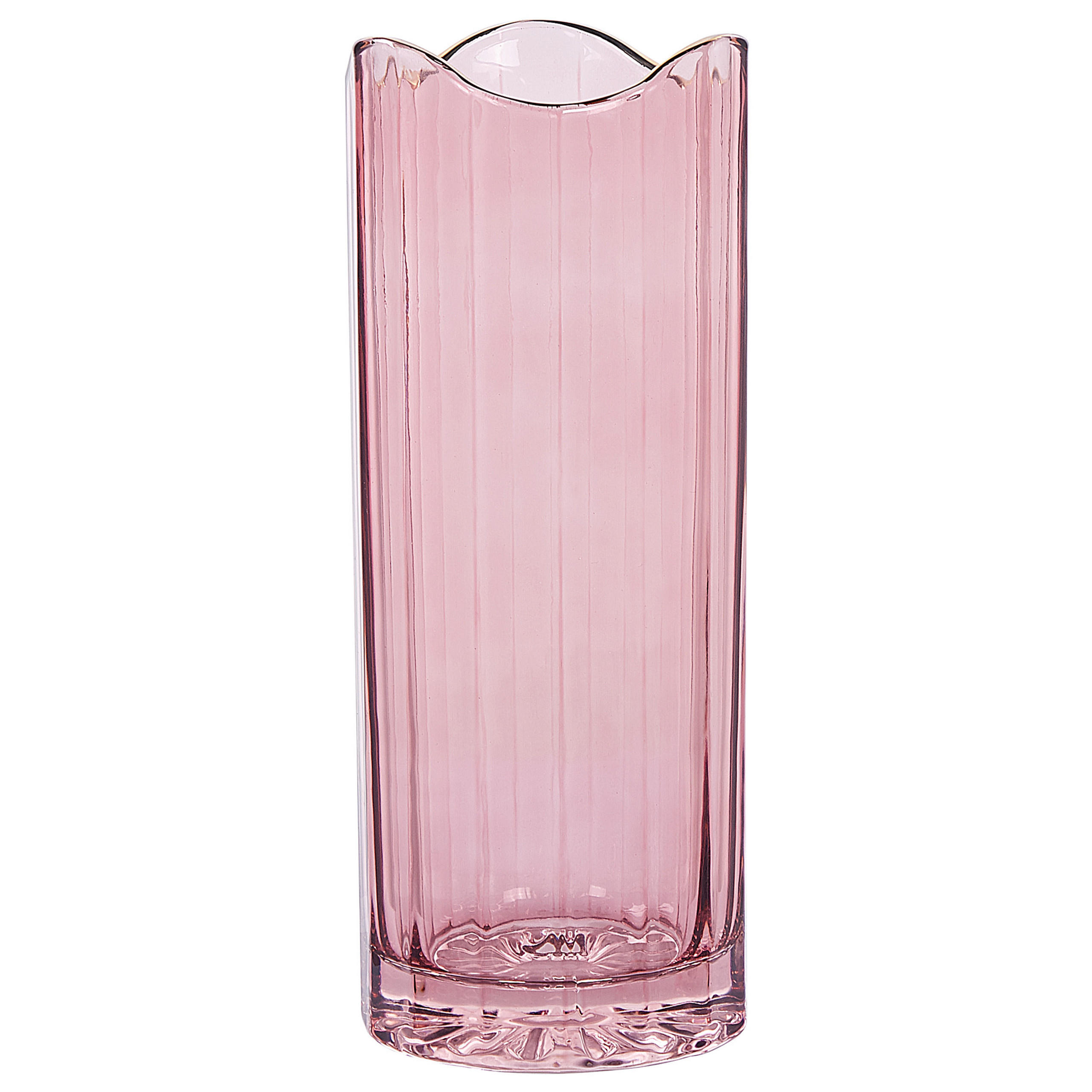 BLUMENVASE Glas rosa Perdiki - Rosa, Glas (30cm) - Beliani