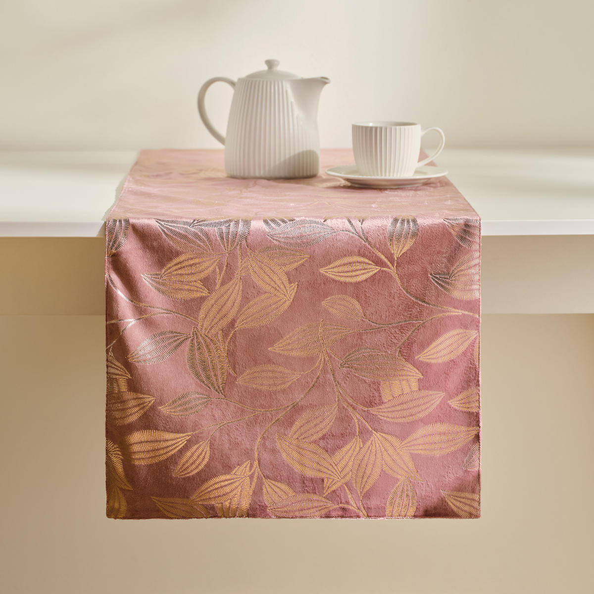 TISCHLÄUFER Blomstela 40x180cm, Rosa - Dunkelrosa, Textil (180/40/1cm) - home&you