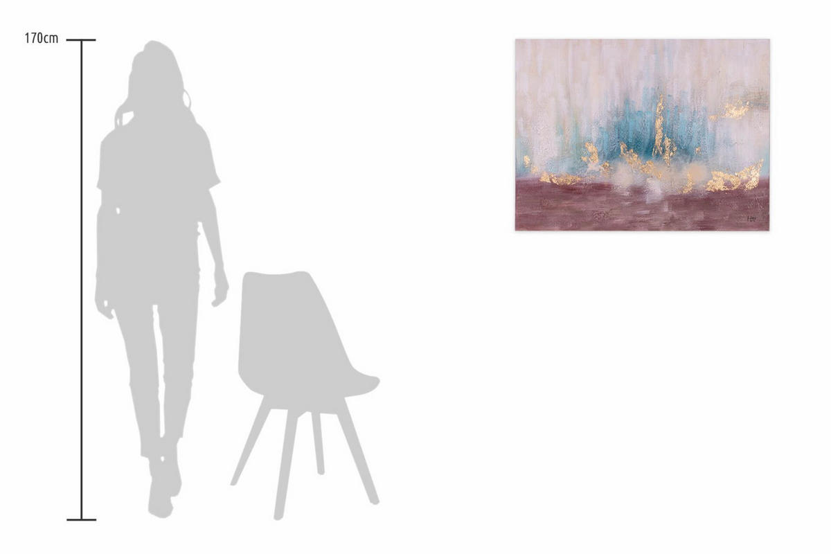 ACRYLBILD HANDGEMALT 100/75 cm - Türkis, Holz/Textil (100/75cm) - KUNSTLOFT