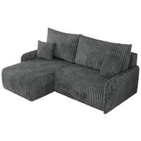ECKSCHLAFSOFA ARPA L Dunkelgrau Cord - links - Dunkelgrau/Schwarz, Kunststoff/Textil (198/150cm) - MKS