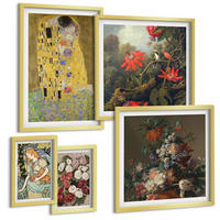 BILDER SET 5er Set - 50x50 cm & 20x30 cm & 40x60 cm Goldrahmen - Blumen des Baumes (Gemälde von Klimt) - Goldfarben, Kunststoff (40/60cm) - TULUP