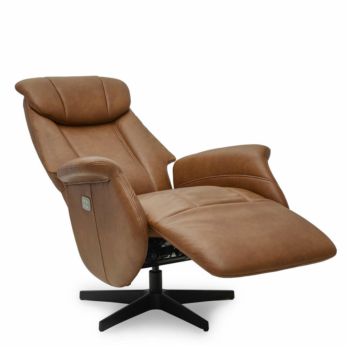 RELAXSESSEL Echtleder Cognac Braun - Schwarz/Braun, Leder/Metall (76/115/83cm) - Furnhouse