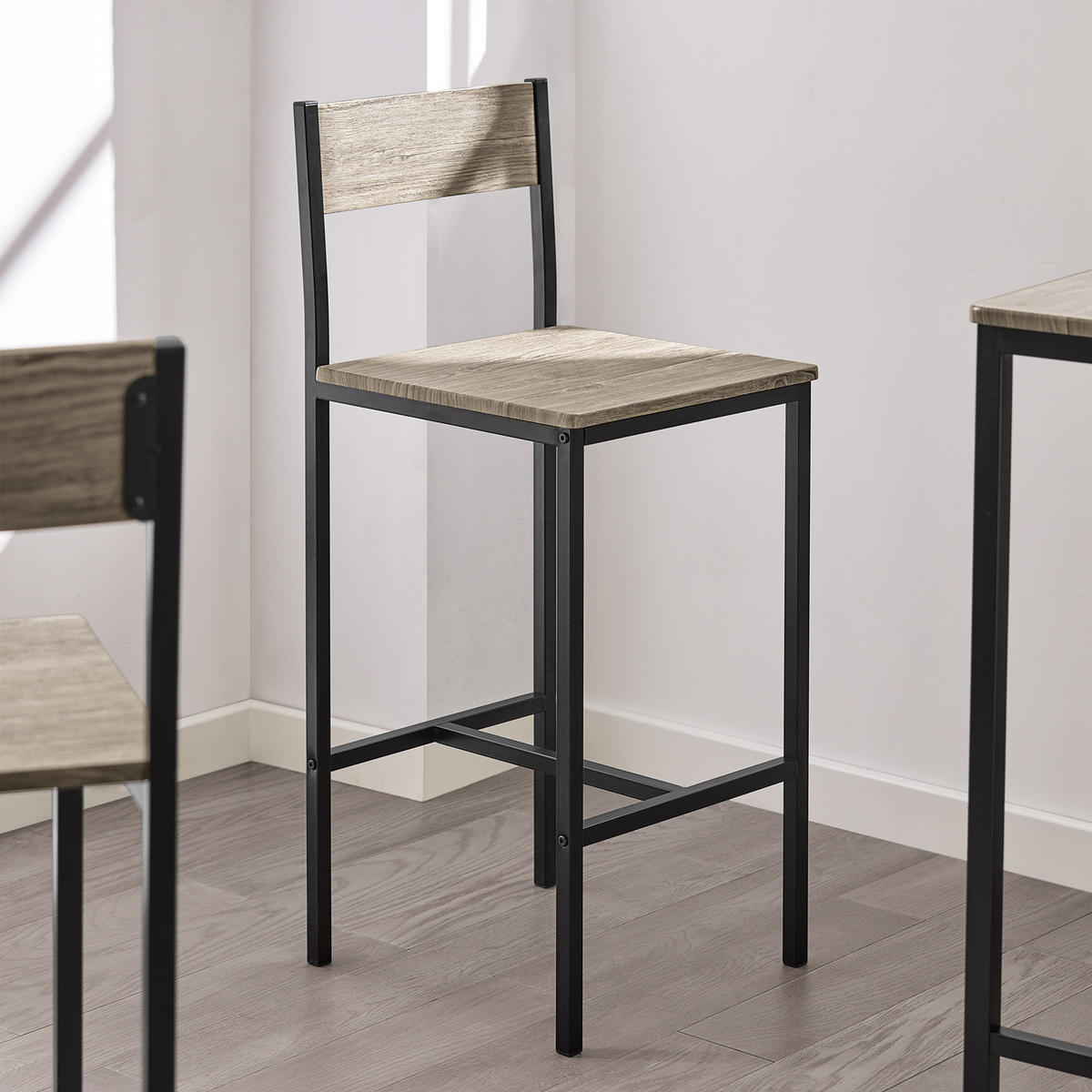 BARTISCH + 2 x BARSTÜHLE - Naturfarben, Holzwerkstoff (89/87/45cm) - SoBuy