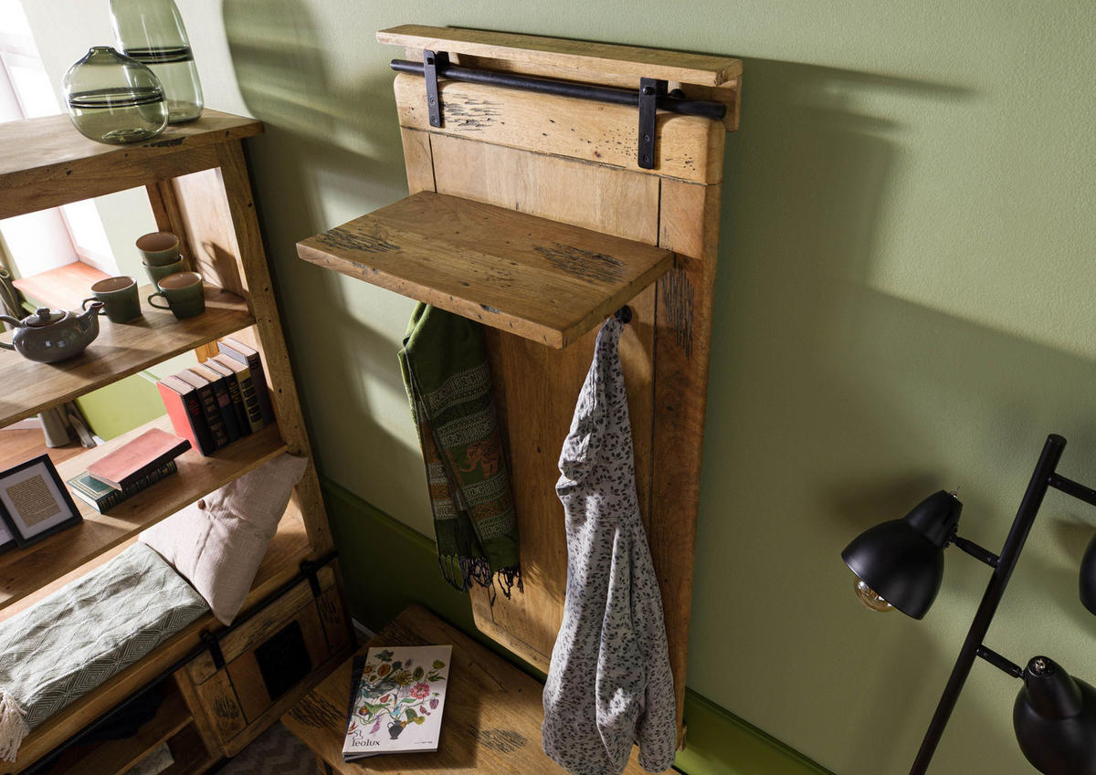 WANDGARDEROBE Mango 59x32x145 natur lackiert RAILWAY #1009 - Naturfarben, Holz (59/145/32cm) - Massivmoebel24