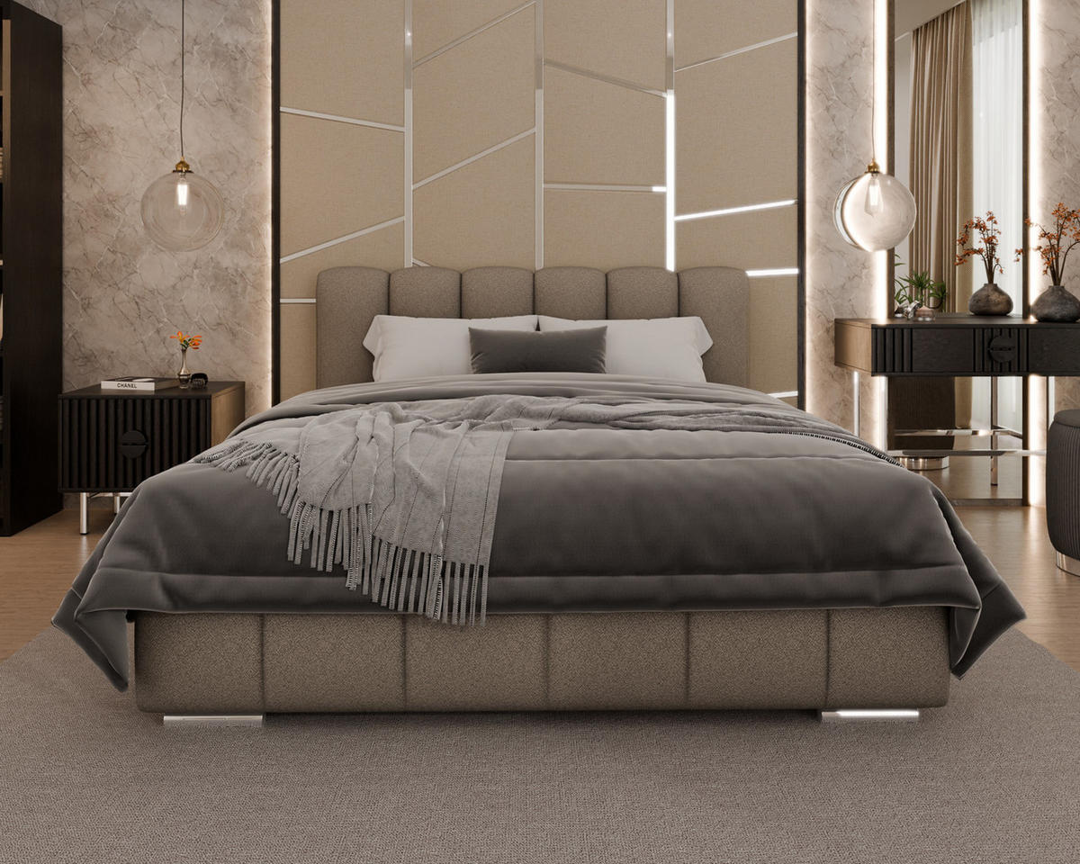 POLSTERBETT Zaira 160x200cm – Elegantes Polsterbett für modernen Wohnstil , ohne matratze, braun - Braun, Holz (140/200cm) - Homesy