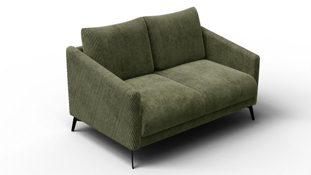 SOFA VILT 2-Sitzer, olive - Schwarz/Olivgrün, Holzwerkstoff/Textil (142/89/94cm) - Wozimo