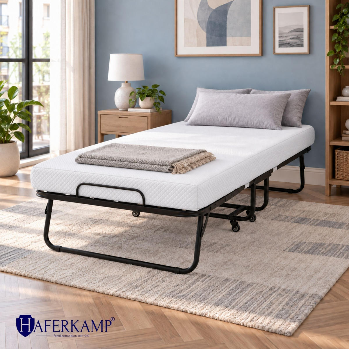 KLAPPBETT RESTO inkl. Premium Matratze 250kg Faltbar Gästebett TxB 90x200cm Weiß - Weiß, Metall