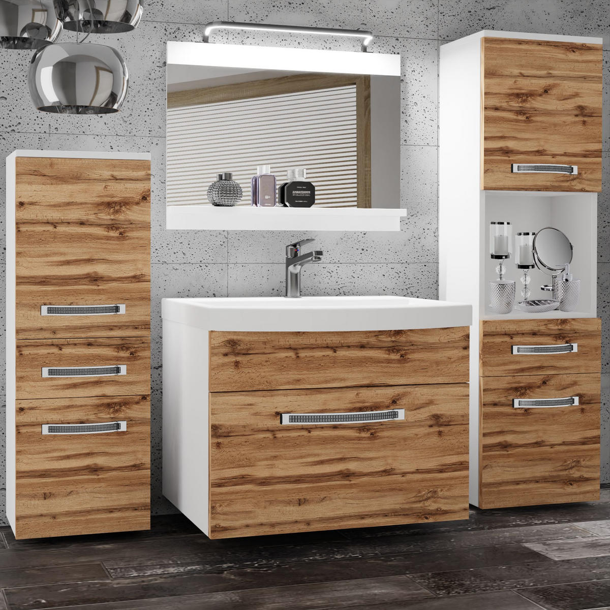 BADMÖBEL Badezimmer Wotan Eiche Matt - Eiche Wotan, Holz (140/113/40cm) - B BELINI GROUP