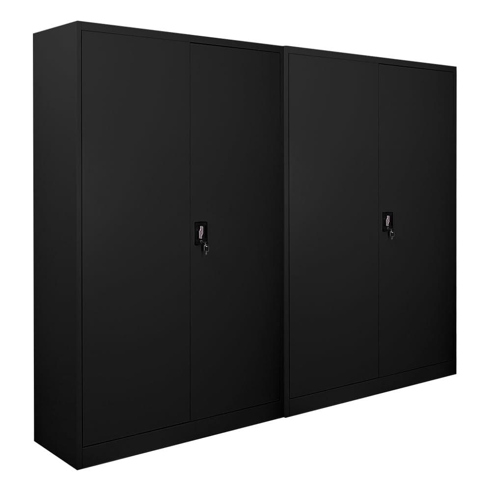 FLÜGELTÜRENSCHRANK Elephant 2er-Set 185x120x40cm 4 Fachböden Fertig aufgebaut Schwarz - Schwarz, Metall (240/185/40cm) - PROREGAL