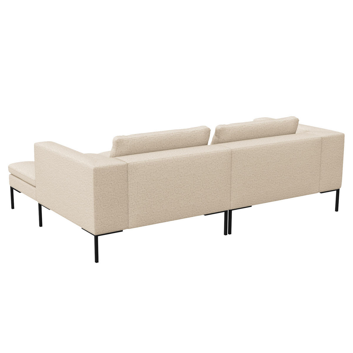 ECKSOFA mit breitem Ottomane - Webstoff - Beige/Schwarz, Textil/Metall (244/170cm) - home24