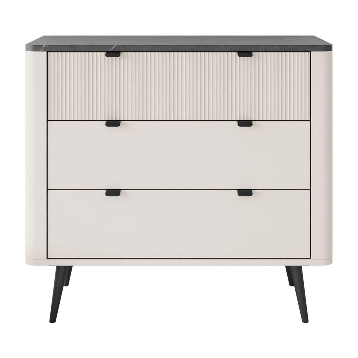 KOMMODE für das Wohnzimmer AUTUMN 3S auf hohen Beinen, Kaschmir / Grauer Stein - Beige, Holzwerkstoff (90/82/40cm) - Lookway