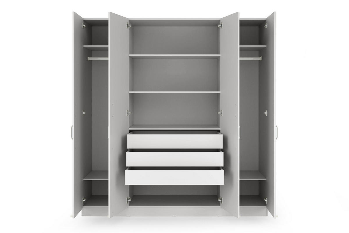 DREHTÜRENSCHRANK BRISSO BR1 200/210/60,5 cm in Platingrau mit Metallgriffen und Schubladen - Grau, Holzwerkstoff/Metall (200/210/61cm) - Deine Möbel 24