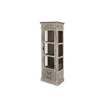 VITRINE Mango / Akazie 55x40x165 weiß gewachst CASTLE-ANTIK #207 - Weiß, Holz (55/165/40cm) - Massivmoebel24