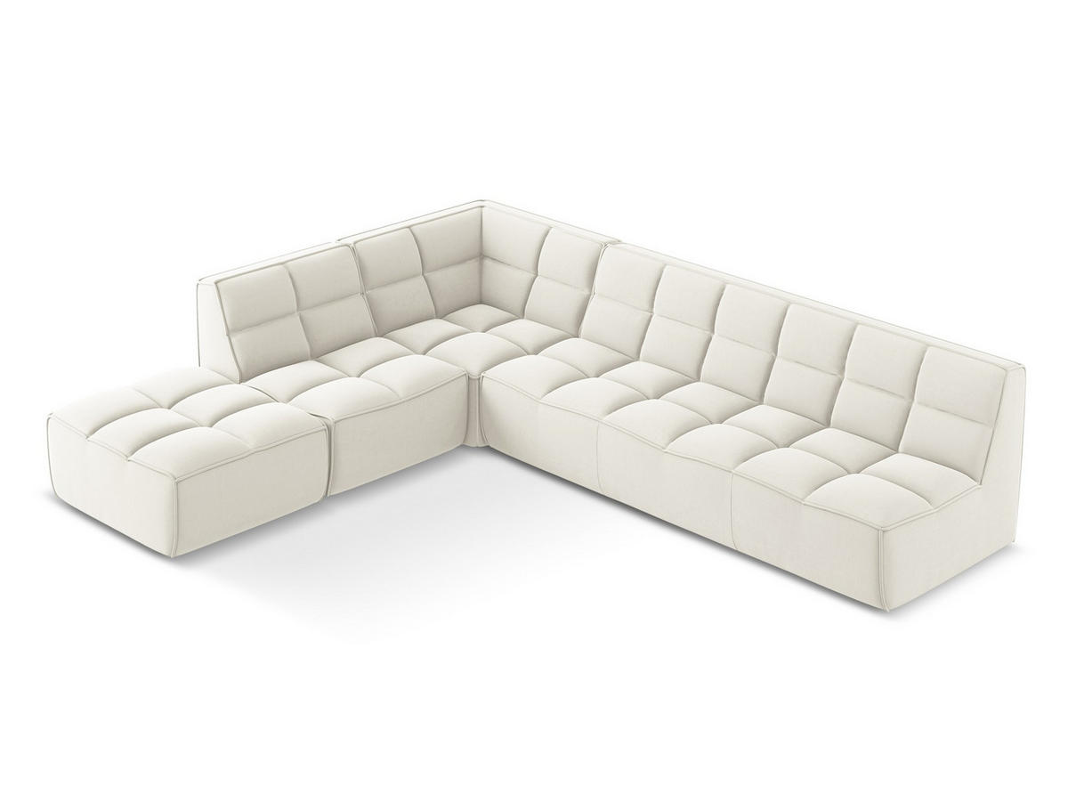 ECKSOFA Beidseitig Samt Stoff Beige - Beige/Creme, Kunststoff/Textil (308/258cm) - Makamii