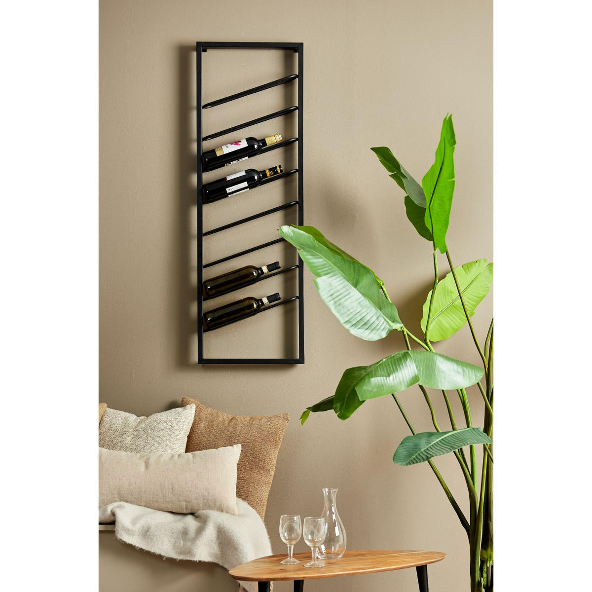 WEINREGAL Amore Schwarz 40/7/120 cm - Schwarz, Metall (7/120/40cm) - Light & Living